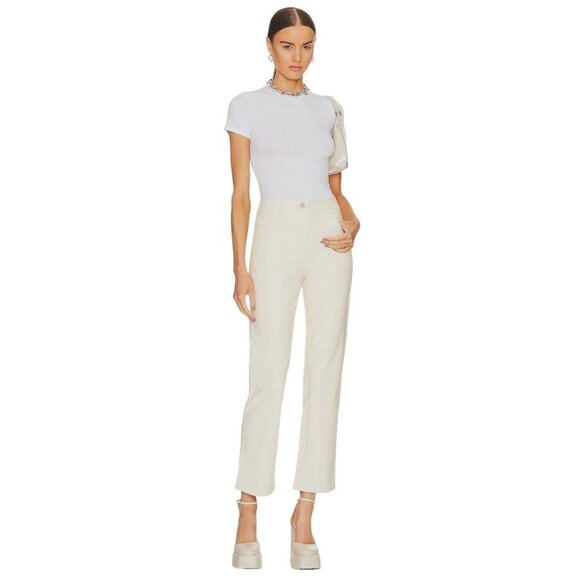 Miaou Junior Faux Leather Pant in Creme Small New Womens Vegan Trousers - Picture 3 of 13
